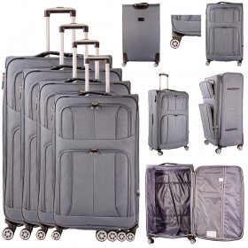 TC-S-02 GREY SET OF 4 TRAVEL TROLLEY SUITCASES