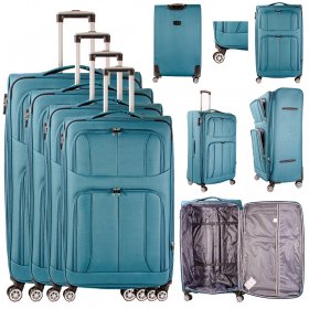 TC-S-02 LAKE GREEN SET OF 4 TRAVEL TROLLEY SUITCASES