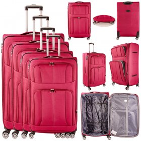 TC-S-02 BURGUNDY SET OF 4 TRAVEL TROLLEY SUITCASES